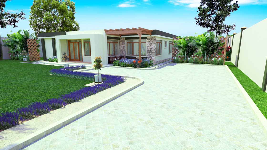 niftypalm_3 Bedroom Bungalow - Flat roof_render_1